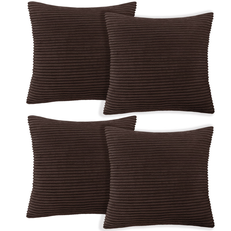 Striped Square Euro Cushion Cover, Coffee
