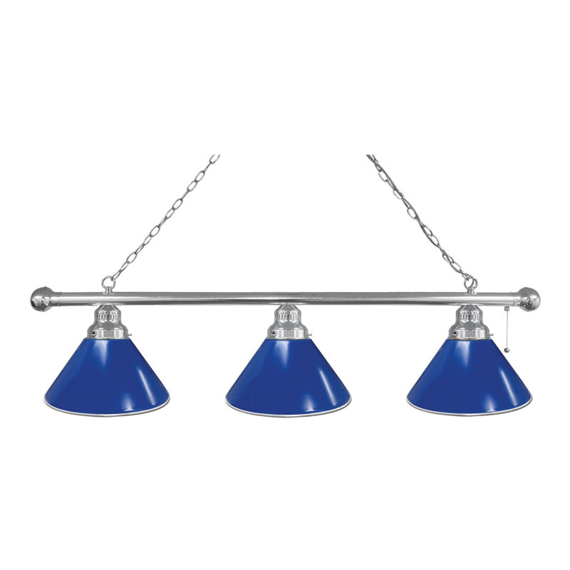 3 - Light Pool Table Lights Pendant, Brass, Royal Blue