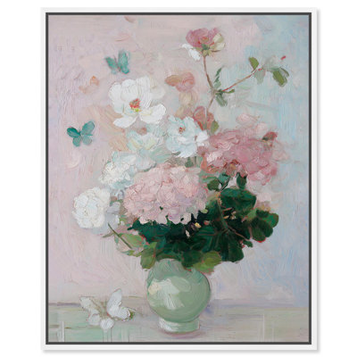 Hydrangea Blossoms I Canvas Print Floral Wall Decor by Art Remedy, White Frame, 20 x 24