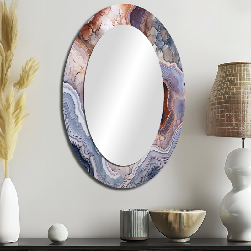 Miroir mural ovale moderne Stone Geode, H 36 po x l 24 po