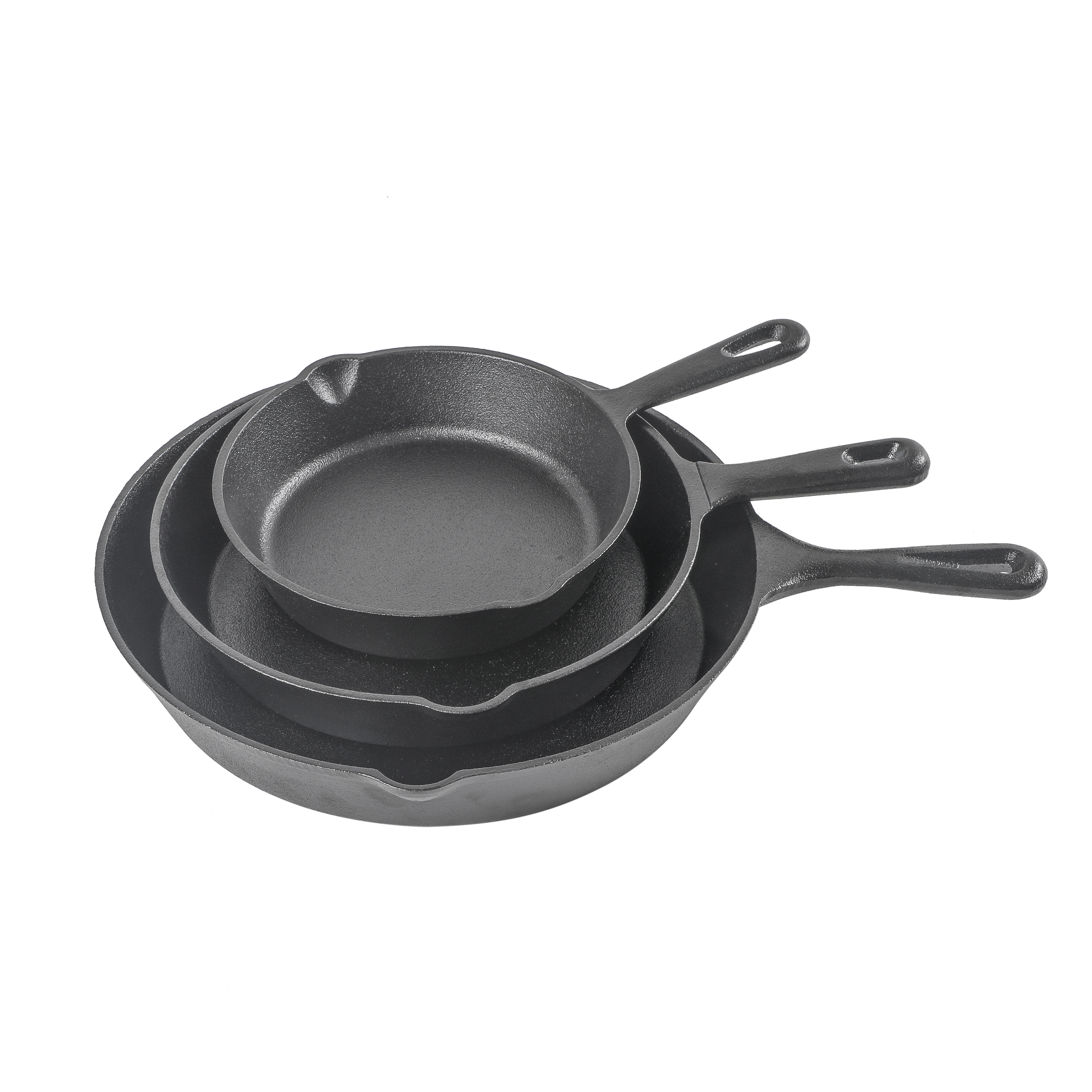 NutriChef Pre Seasoned Nonstick Cast Iron Skillet Kitchen Cookware Pan Set,  3 Pc