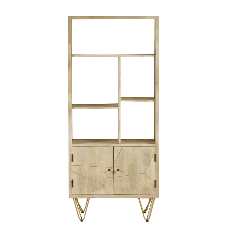 Aanika 180 cm H x 80 cm W Solid Wood Standard Bookcase, Oak