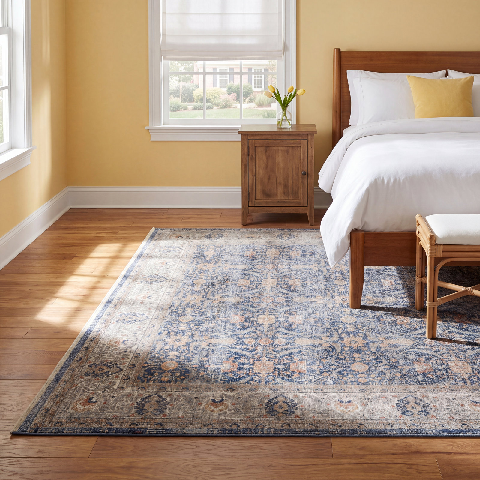 Tabitha Blue Gray Oriental Rug, Rectangle 5'3" x 7'3"