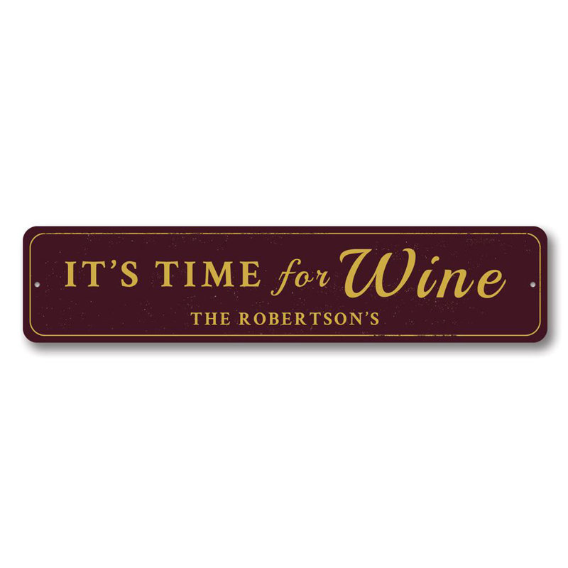 Panneau «Time for Wine» en aluminium, H 4 po x l 18 po x P 0,04 po