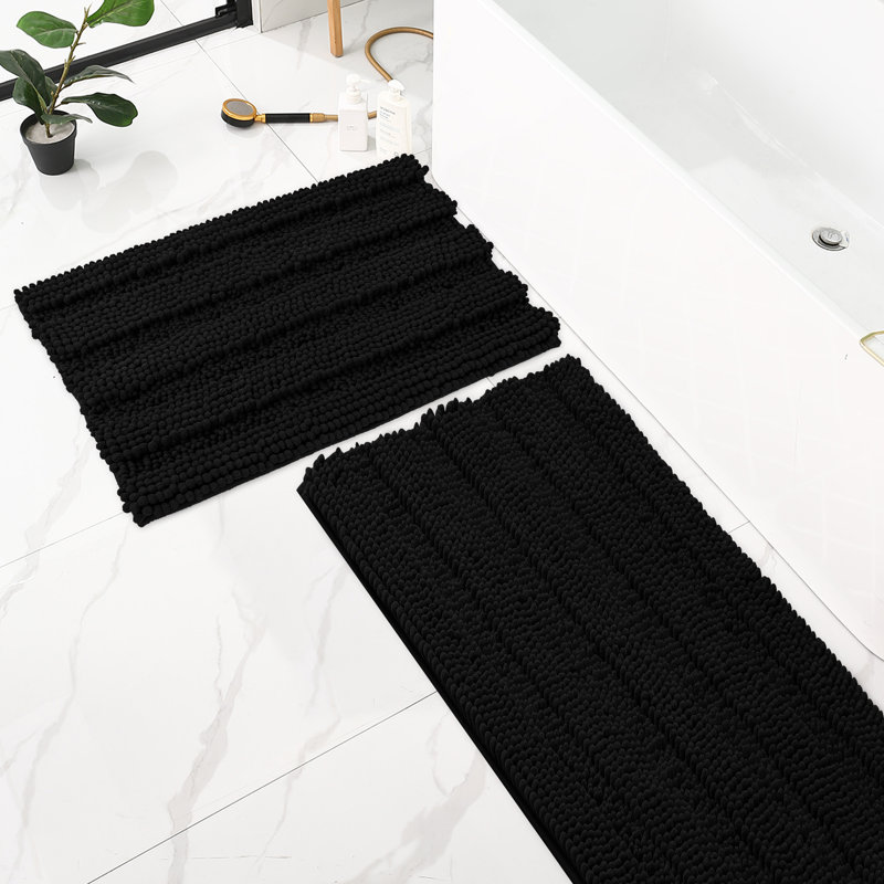 Tapis de salle de bain en chenille douce Chenault, tapis de bain rectangulaire en microfibre à envers antidérapant, séchage rapide