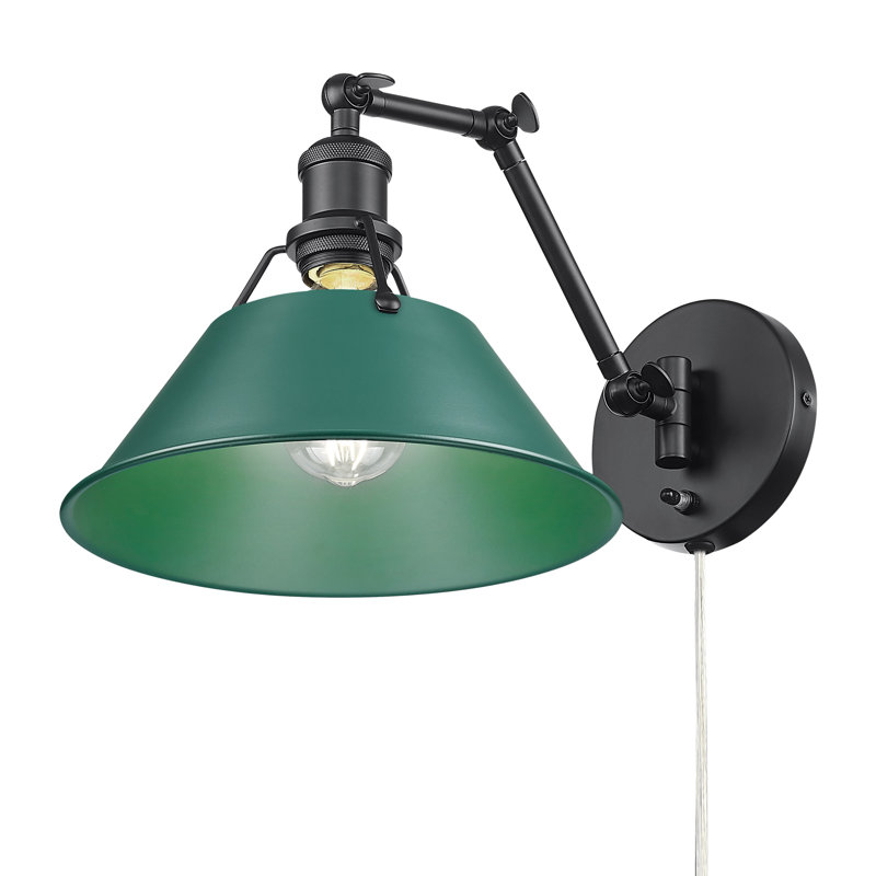Lampe murale à bras pivotant à 1 lumière Hutchins, Noir mat