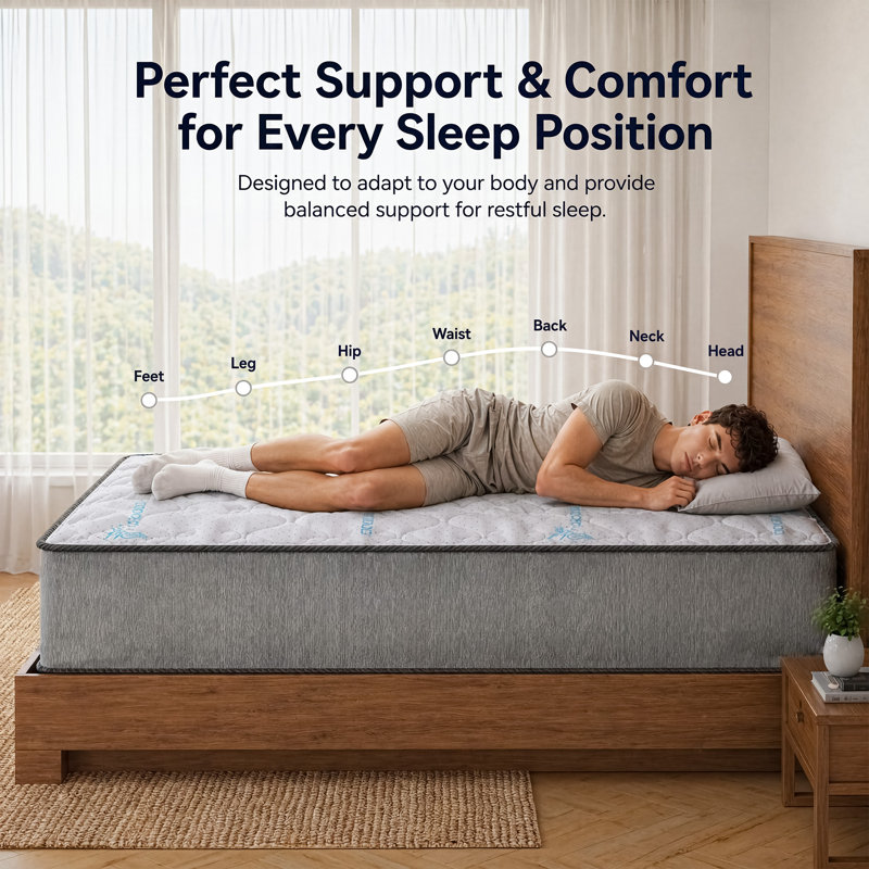 10-Inch Medium Plush Pillowtop Innerspring Mattress, Twin XL, Mattress + Low Profile Box Spring