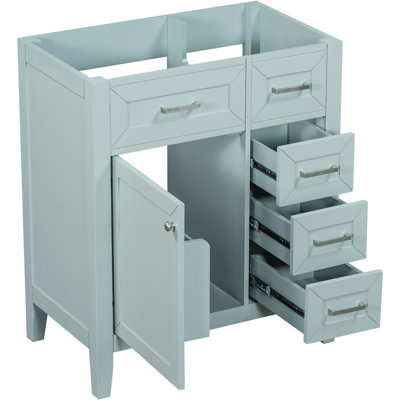 30" Bathroom Vanity - White Cabinet With Drawer Features Solid Wood & Contemporary Design Freestanding Assembly Needed Storage Fashionable