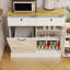 Armoires | Armoire de rangement moderne avec poubelle blanche neige avec bac dissimulé inclinable, grand espace de rangement pour le salon | Cuisine | Panneau de fibres à densité moyenne