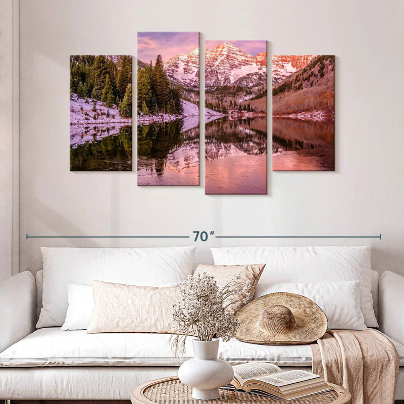 Alvord Maroon Bells, lever de soleil rose, H 32 po x l 52 po