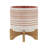 Ceramic Planter for Indoor and Outdoor Use Orange Planter with Aztec Design on Wooden Stand-2090127250-2090127245