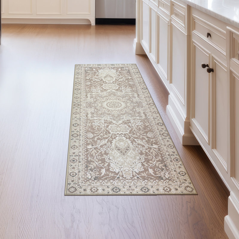 My Magic Carpet  Brown Washable Rug, Rectangle 2'6" x 7'