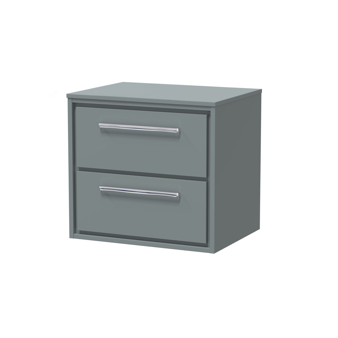 Hudson Reed Lille 600mm Fern Green 2 Drawer Wall Hung Vanity Unit With Co-ordinating Worktop