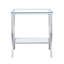 - Table de bout carrée en verre enduit pour tablettes et armoires, avec surface réfléchissante élégante, tablettes de 20,19 pouces de large, profondes