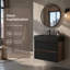 Meuble-lavabo mural 24 po, tiroirs noirs doux, lavabo à quartz noir mat, 2 tiroirs-130188963