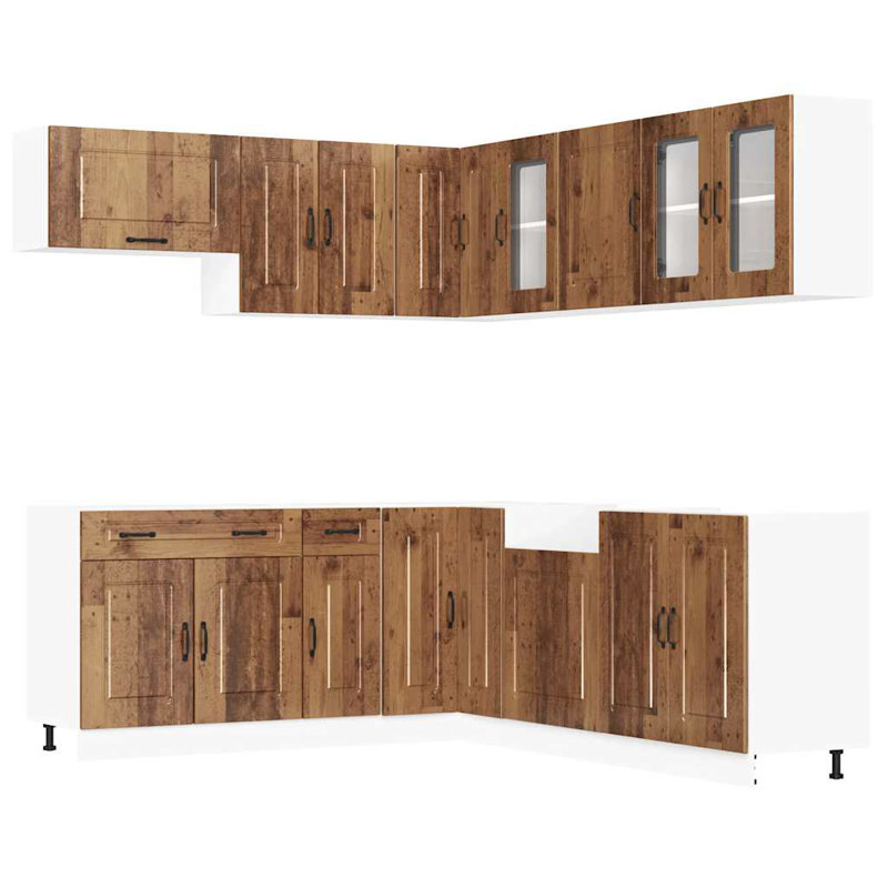 Kalmar Kitchen Cabinet Set, Old Wood