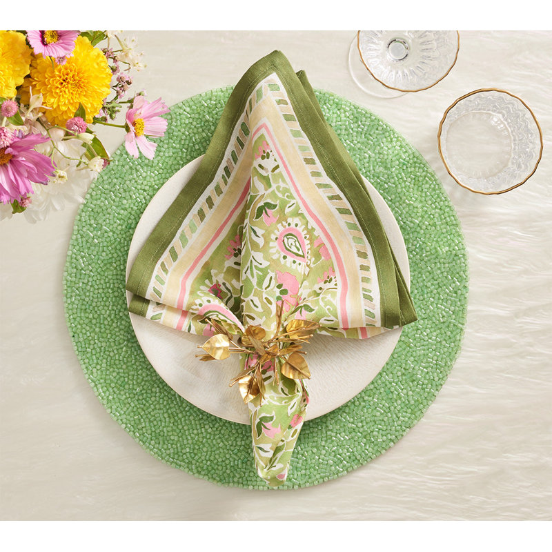 Mira Napkin, Green/Pink
