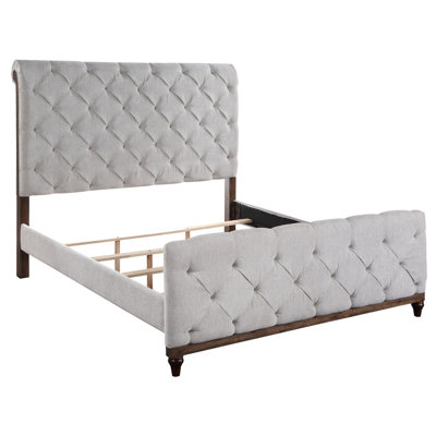 Cafferty Light Gray Tufted Panel Queen Bed