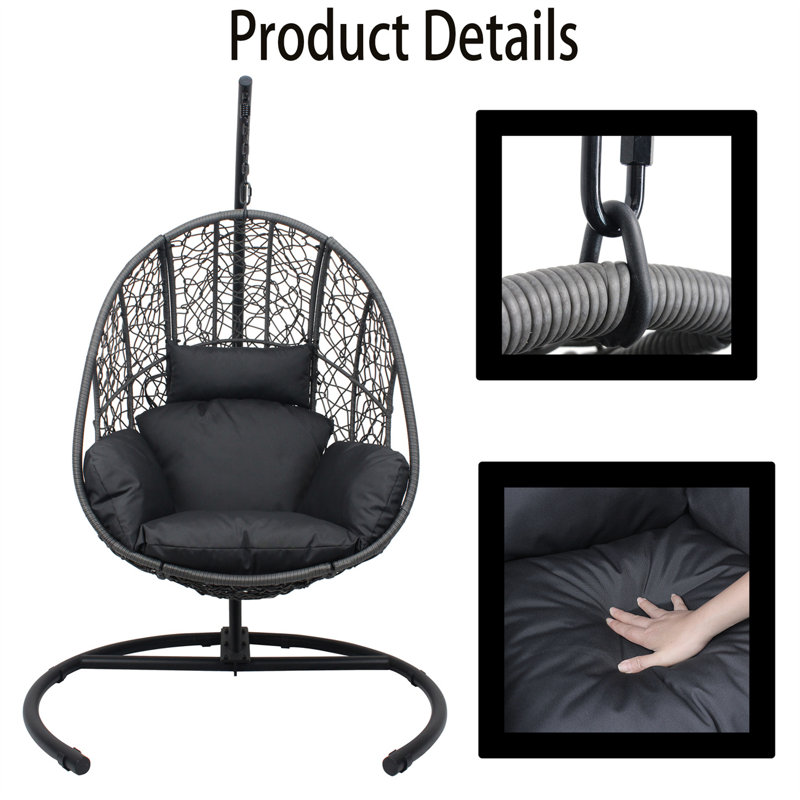 Fauteuil à œufs d'extérieur / d'intérieur, Noir