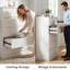 Commode 6 tiroirs pour chambre à coucher, commode haute pour chambre à coucher, commode moderne avec poignées dissimulées, armoire de rangement verticale en bois pour chambre à coucher, salon, entrée, blanc-156036821