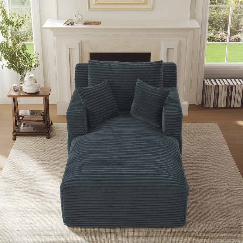 Canapé inclinable 65,4 po Corduroy, Gris foncé