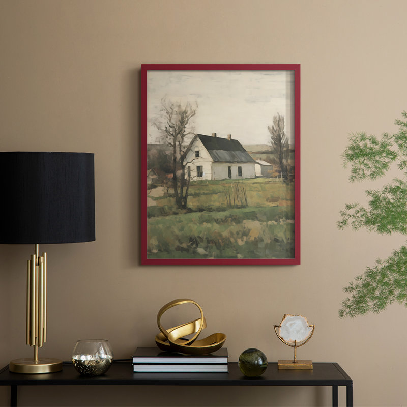 Reproduction encadrée de paysage rétro Vintage - bois massif, H 21 po x l 17 po