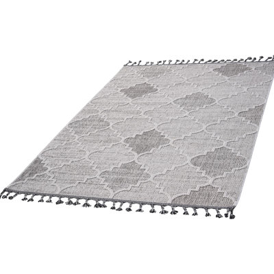Tapis tissé blanc / gris 8 x 10 tissé et tissé, ne perdant pas ses poils, convient aux espaces intérieurs et extérieurs, style animal, espaces intérieurs / extérieurs, animaux de compagnie