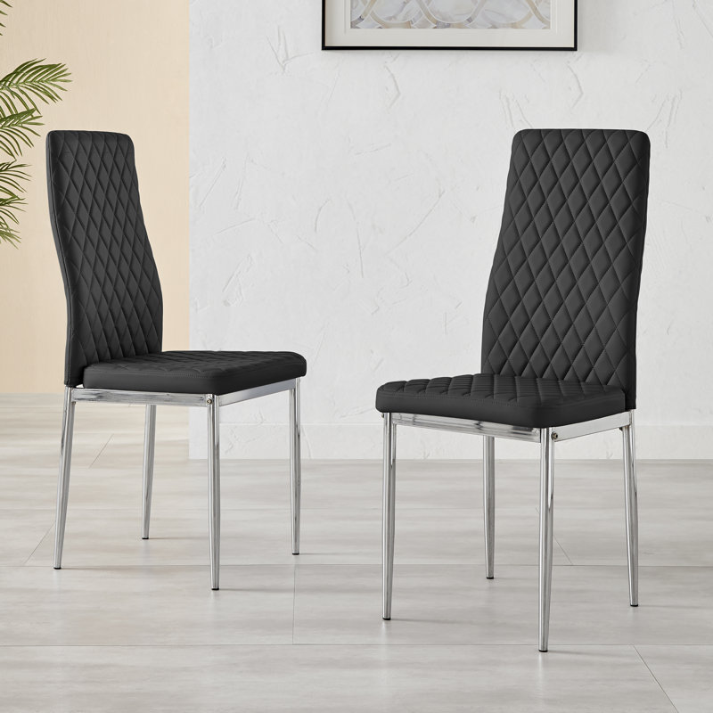 Eubanks 4-Person Round Dining Set, Black/Silver, Silver