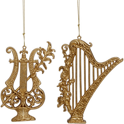 Ensemble de 12 ornements de harpe rétro - 4,5 - 5 pouces