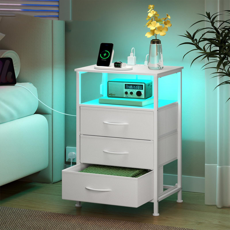 40cm W Metal Bedside Table