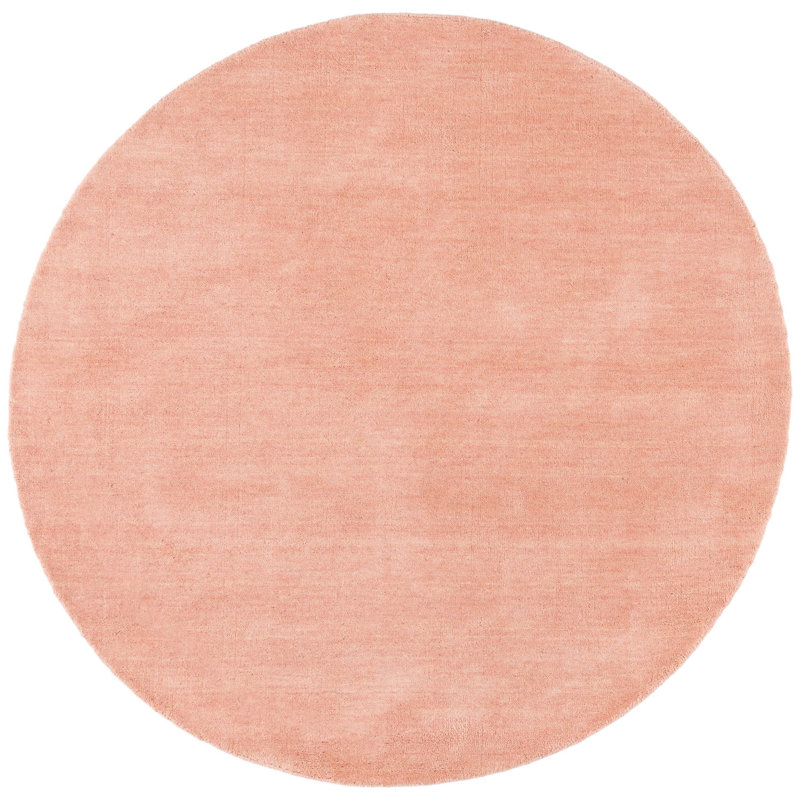 Tapis de couleur unie en laine / coton tissé à la main Ewen, Rond 6 pi