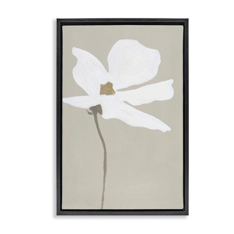 Toile flottante encadrée «White Flower Sprout» par Design Fabrikken, H 25 po x l 17 po, Cadre flottant noir de jais
