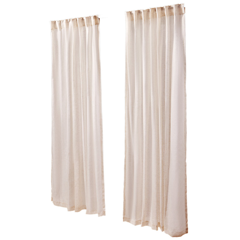 Ensemble de 2 rideaux en lin naturel filtrant la lumière semi-transparente 52 x 84 po