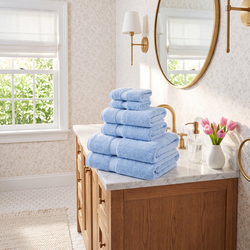 Rane Plush Cotton 6-piece Towel Set, Pale Blue