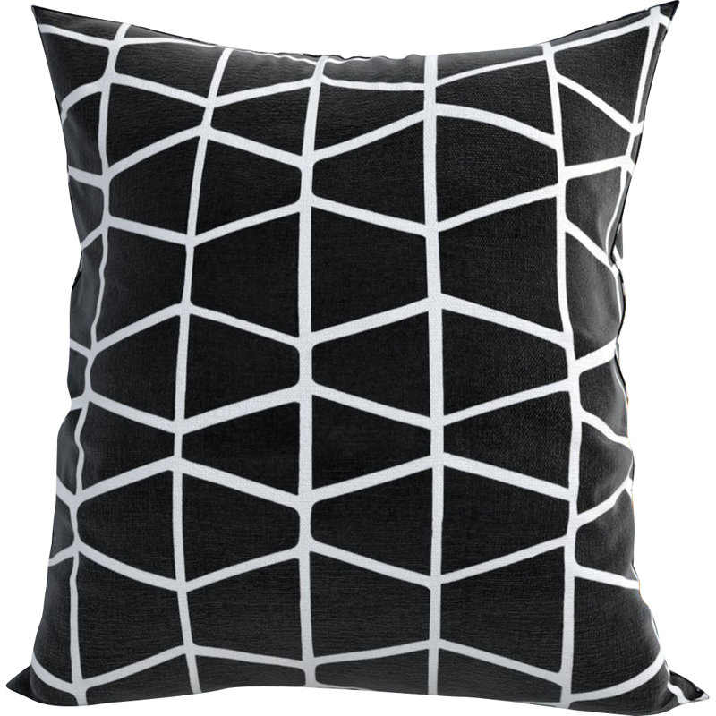 Coussin décoratif en coton Ochoa, 22 po x 22 po, Noir / ivoire, Duvet / plume