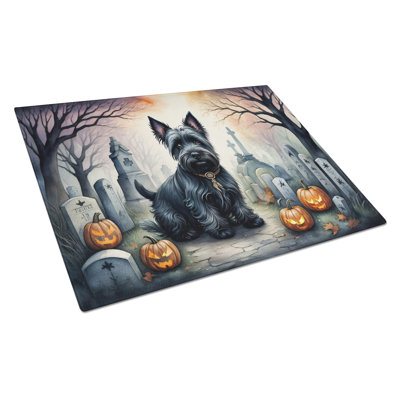 Grande planche à découper en verre Scottish Terrier Spooky Halloween