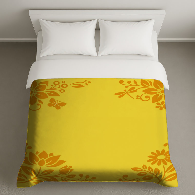 Housses de couette à motif floral jaune, Twin