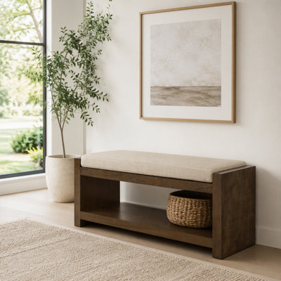 Banc d'appoint avec tablette inférieure et coussin amovible