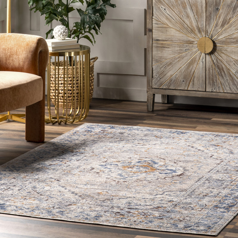 Tapis lavable à la machine Vintage SpinClean Medallion, Rectangle 4 pi x 6 pi