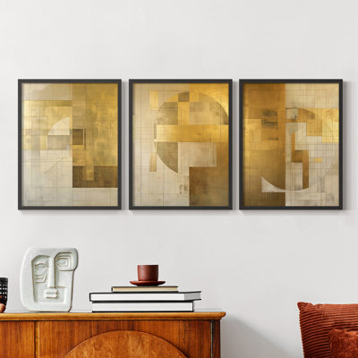 Abstract  Series  XLII  -Set Of 3 Framed Giclee Prints -Ready to Hang