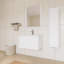 Ensemble de meuble-lavabo mural 30 po avec plateau en céramique, miroir et armoire latérale - Conception ondulée, fermeture en douceur et finition imperméable à 5 couches-939320742