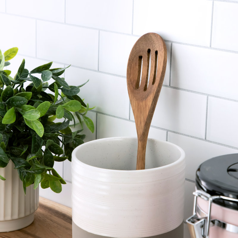 Gibson Home Acacia Wood Slotted Spoon