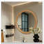 Miroir mural rond en bois naturel