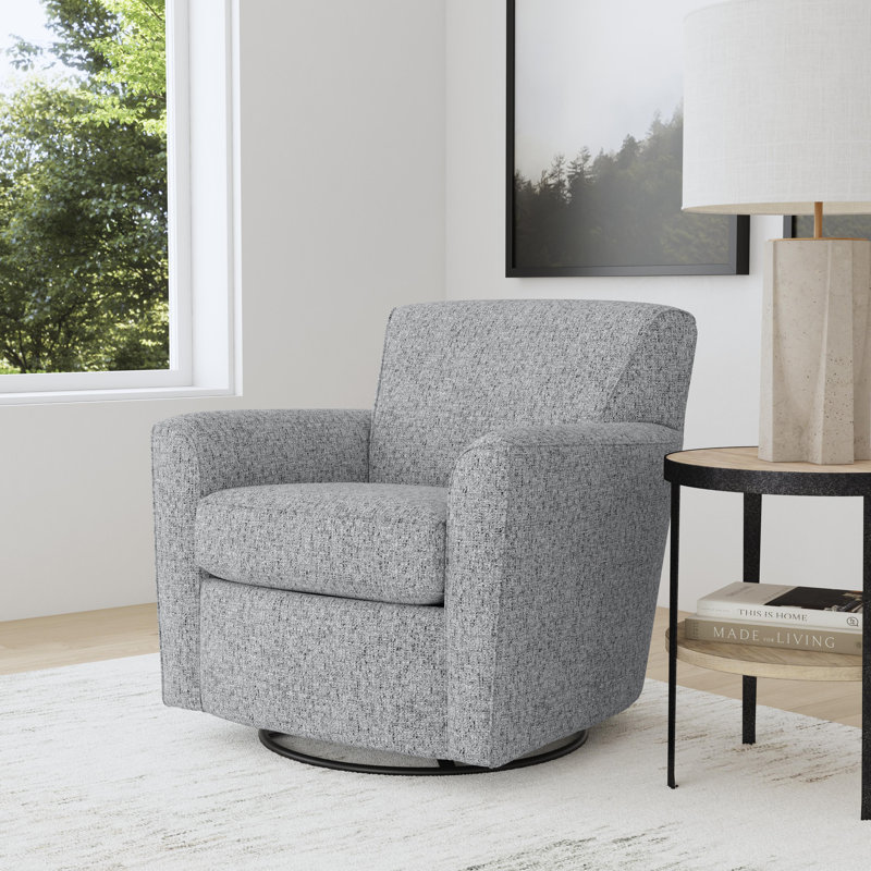 Monarch Upholstered Swivel Armchair, Grey Sustain® Tweed