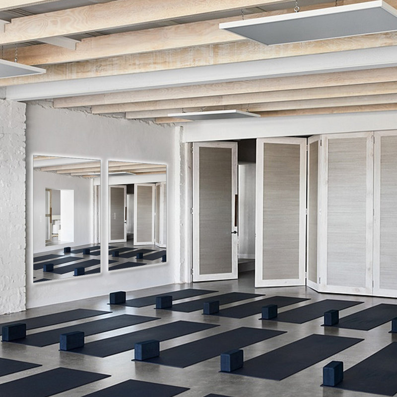 Miroir mural lumineux, 60 po x 36 po, Métal industriel cendré