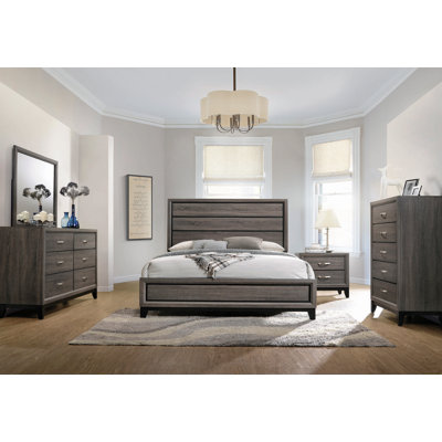 Vineisha 5 - Piece Bedroom Set in Gray Oak and Black by Ebern Designs