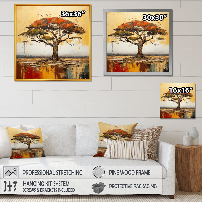 Arbre sauvage d'Afrique, art mural 2, H 16 po x l 16 po
