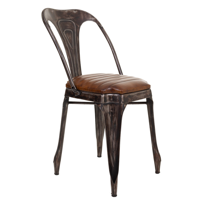 Aaronn Upholstered Metal Side Chair in Brown