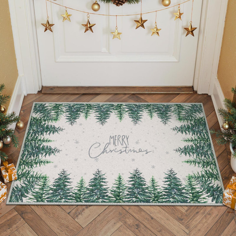 Tapis d'intérieur lavable Christmas Tree, Rectangulaire 3 pi x 5 pi