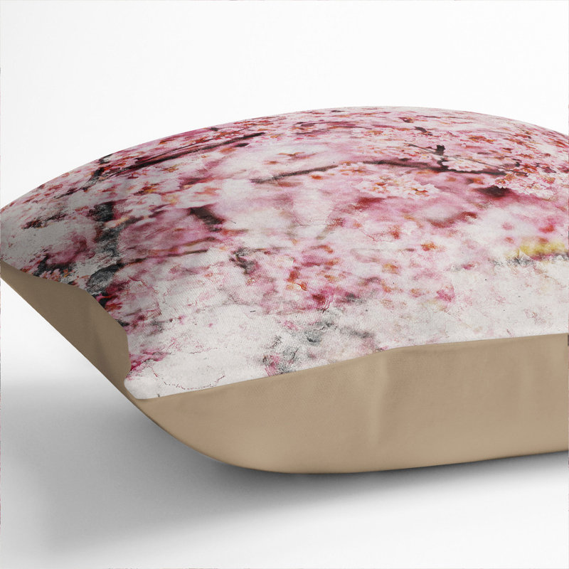 Pink Cherry Blossom Flowers Vol.3 Scatter Cushion, Stone, 40cm H x 40cm W x 15cm D